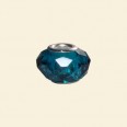 Teal Blue Pandora Style Glass Crystal Faceted Beads with Metal Inserts - 12mm 