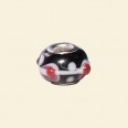Black Pandora Style Glass Bead with Metal Inserts - 12mm 