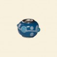 Blue Pandora Style Glass Bead with Metal Inserts - 12mm 