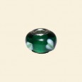 Green Pandora Style Glass Bead with Metal Inserts - 12mm 