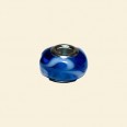 Blue Pandora Style Glass Bead with Metal Inserts - 12mm 
