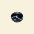 Black Pandora Style Glass Bead with Metal Inserts - 12mm 