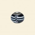 Black Pandora Style Glass Bead with Metal Inserts - 12mm 