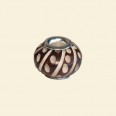 Pandora Style Wood Effect Bead with Metal Inserts - 12mm 