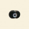 Black Pandora Style Glass Bead with Metal Inserts - 12mm 