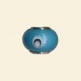 Aqua Pandora Style Glass Bead with Metal Inserts - 12mm 