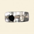 Black Glass Spotty Foiled Flat Tube Beads - 22mm x 10mm 