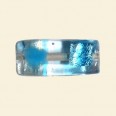Aqua Glass Spotty Foiled Flat Tube Beads - 22mm x 10mm 