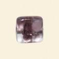 Purple Glass Spotty Foiled Flat Square Beads - 15mm 