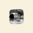Black Glass Spotty Foiled Flat Square Beads - 15mm 