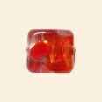 Red Glass Spotty Foiled Flat Square Beads - 15mm 