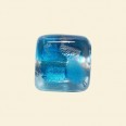 Aqua Glass Spotty Foiled Flat Square Beads - 15mm 