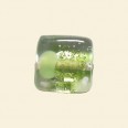 Green Glass Spotty Foiled Flat Square Beads - 15mm 