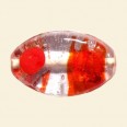Red Glass Spotty Foiled Flat Oval Beads - 25mm x 15mm 