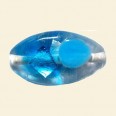 Aqua Glass Spotty Foiled Flat Oval Beads - 25mm x 15mm 