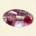 Pink Glass Spotty Foiled Flat Oval Beads - 25mm x 15mm 
