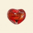Red Glass Spotty Foiled Heart Beads - 15mm 