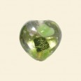 Green Glass Spotty Foiled Heart Beads - 15mm 