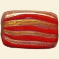 Red Hand Painted Glass Flat Rectangle Beads - 30mm x 20mm 