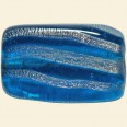 Blue Hand Painted Glass Flat Rectangle Beads - 30mm x 20mm 