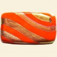 Orange Hand Painted Glass Flat Rectangle Beads - 30mm x 20mm 