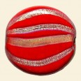 Red Hand Painted Glass Flat Disc Beads - 28mm 