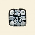 Black Handmade Glass Glitter Square Flat Bead - 15mm 