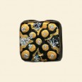 Gold Handmade Glass Glitter Square Flat Bead - 15mm 