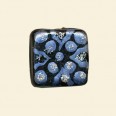 Blue Handmade Glass Glitter Square Flat Bead - 15mm 