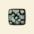 Green Handmade Glass Glitter Square Flat Bead - 15mm 