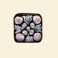 Pink Handmade Glass Glitter Square Flat Bead - 15mm 