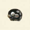 Black Embossed Pattern Glass Round Beads - 14mm 