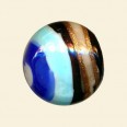 Blue Striped Glass Cushion Beads - 20mm 