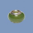 Pandora Style Gemstone Jade Bead with Sterling Silver Inset - 12mm 