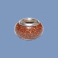 Pandora Style Gemstone Brown Goldstone Bead with Sterling Silver Inset - 12mm 