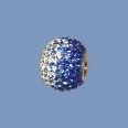 Blue Pandora Style Sterling Silver Bead set with Crystals - 15mm 