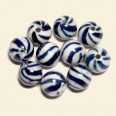 Chinese Porcelain Striped Beads - 12mm - Pack of 10