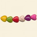 Multicolour Dyed Howlite Puff Heart Bead - 12mm - 16" String