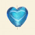 Aqua Glass Silver Foil Heart Bead - 20mm 