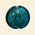 Aqua Glass Silver Foil Flat Round Bead - 20mm 