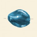 Aqua Glass Silver Foil Twist Bead - 20mm x 15mm 