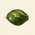 Lime Glass Silver Foil Twist Bead - 20mm x 15mm 