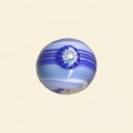 Blue Glass Round Bead with Millefiori Badge - 14mm