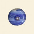 Blue Glass Cushion Bead with Millefiori Badge - 18mm 