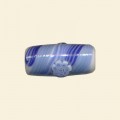 Blue Glass Tube Bead with Millefiori Badge - 22mm x 10mm 
