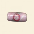 Pink Glass Tube Bead with Millefiori Badge - 22mm x 10mm 