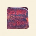 Red Glass Silver Foil Flat Square Bead - 25mm 