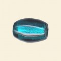 Aqua Glass Silver Foil Barrel Bead - 25mm x 15mm 
