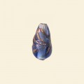 Blue Glass Drop Bead with Gold Stripe - 15mm x 8mm