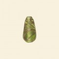Green Glass Drop Bead with Gold Stripe - 15mm x 8mm